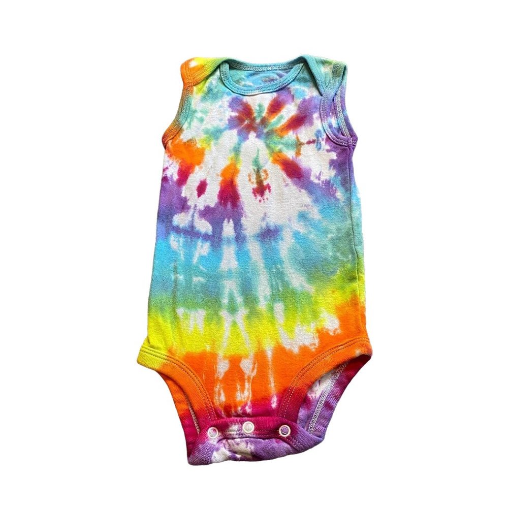 Rainbow Spiral Tie Dye Baby Bodysuit || 9 Months